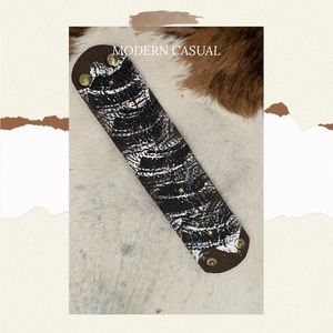 Hand painted soft leather bracelet with topaz Swarovski crystals. 8”